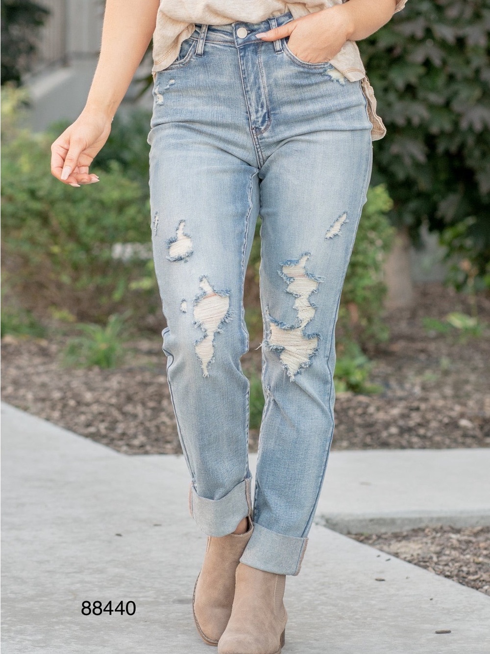Judy blue Light Blue high waist Distressed Women's Boyfriend Jeans
